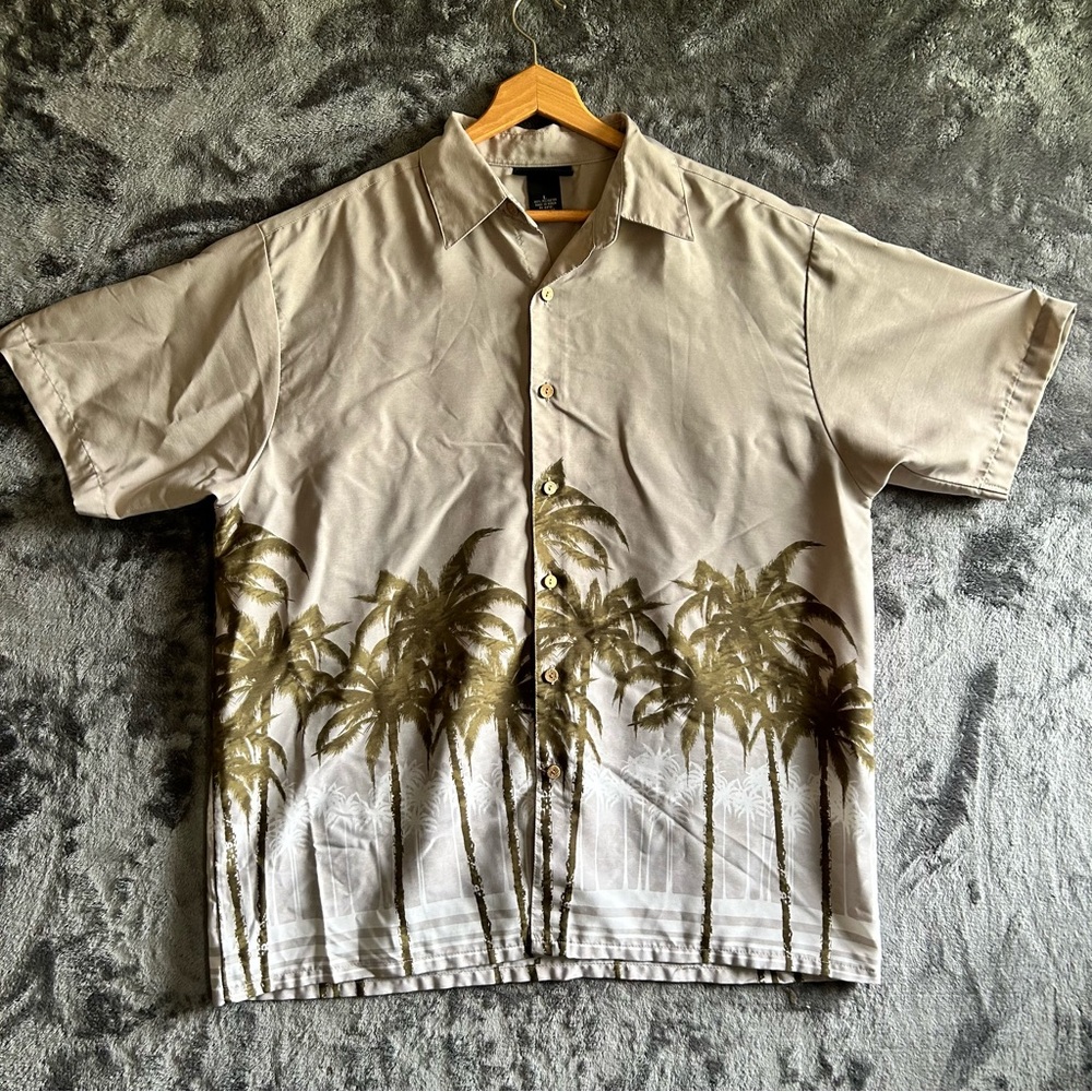 Oxide Hawaiian Shirt Mens Large Palm Tree Tropical‎ Aloha Beach Camp Shirt Vtg